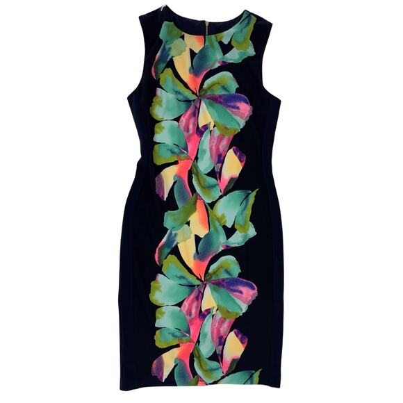 NEW Frank Lyman Black Navy Sheath Dress Floral Pattern Sleeveless Size 6 NWT - Picture 2 of 10